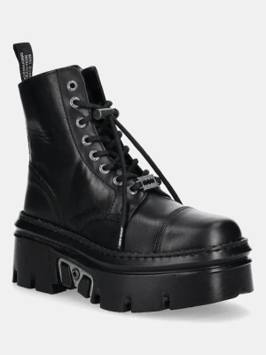 New Rock workery skórzane Crust Negro, Reactor Negro E14 Casco Con Lateral damskie kolor czarny na platformie M-WALL083CCT-S11