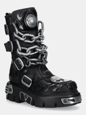 New Rock workery skórzane damskie kolor czarny na platformie M-727-S5
