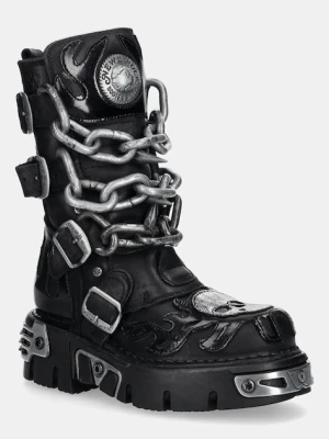 New Rock workery skórzane damskie kolor czarny na platformie M-727-S5