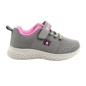 NEWS Buty sportowe dziecięce na rzepy 22DZ23-4843-M szaro-różowe