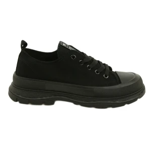 News Modne trampki sneakersy na platformie czarne 21SP02-1400