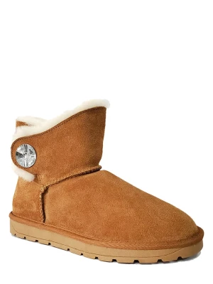 NICEBAY Skórzane botki zimowe "Dawn" w kolorze jasnobrązowym rozmiar: 40