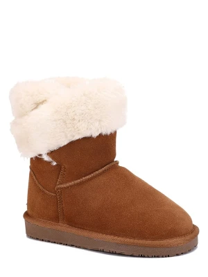 NICEBAY Skórzane botki zimowe "Fiore" w kolorze jasnobrązowym rozmiar: 33