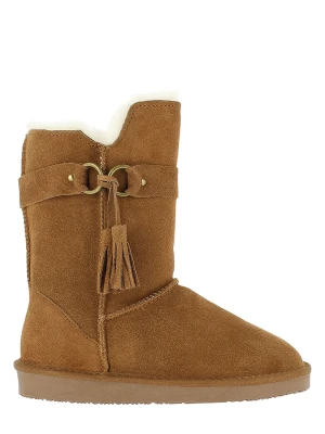 NICEBAY Skórzane kozaki zimowe "Barada" w kolorze jasnobrązowym rozmiar: 37