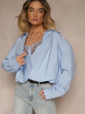 Niebieska 2w1 Koszula z Bawełny i Top na Ramiączkach z Koronką Telowena allyson