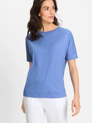 Niebieska bawełniana bluzka damska Cosima z elastanem – Ocean Breeze Olsen