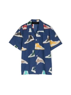 Niebieska bawełniana koszula bowlingowa zadrukiem Skel Sneaker Amiri