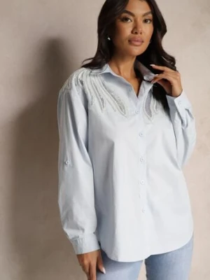 Niebieska Bawełniana Koszula z Cekinami Donithiel h&s