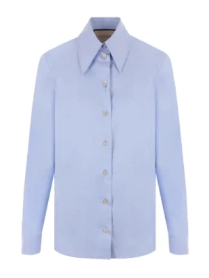 Niebieska Bawełniana Koszula z Długimi Rękawami Gucci