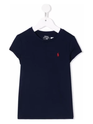 Niebieska Bawełniana Koszulka Dziecięca z Haftowanym Logo Ralph Lauren