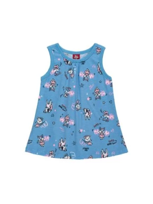 Niebieska bawełniana sukienka niemowlęca z nadrukiem Bee Loop