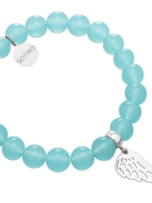 Niebieska błękitna bransoletka kwarc niebiański skrzydło srebro 925 SOTHO
