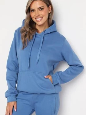 Niebieska Bluza Basic z Kapturem Kasseia jstyle