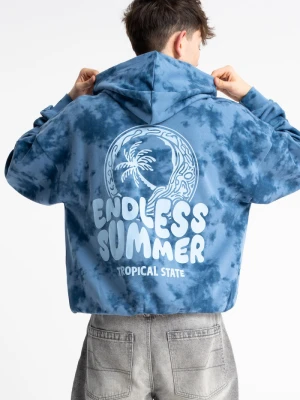 Bluza chłopięca boxy z kapturem z nadrukiem tie dye Reporter