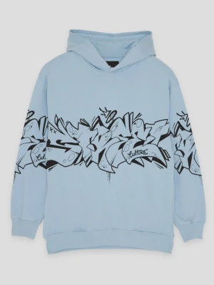 Niebieska bluza dresowa z kapturem i nadrukiem Reporter Young