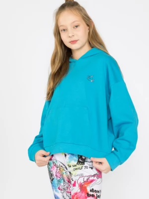 Niebieska bluza z błyszczącą aplikacją fish dla dziewczyny Reporter Young