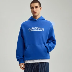 Zdjęcie produktu Niebieska bluza z kapturem i nadrukiem House