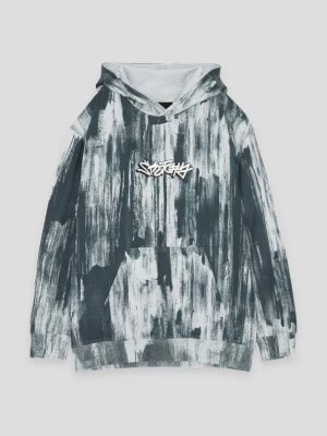 Niebieska bluza z nadrukiem tie dye i napisem Reporter Young