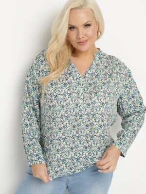 Niebieska Bluzka z Wiskozy w Kwiaty Edilitia melya by melody