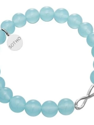 Niebieska bransoletka kwarc niebiański symbol nieskończoności infinity srebro 925 SOTHO