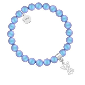 Niebieska bransoletka z pereł SWAROVSKI® CRYSTAL ze srebrnym ażurowym aniołkiem SOTHO