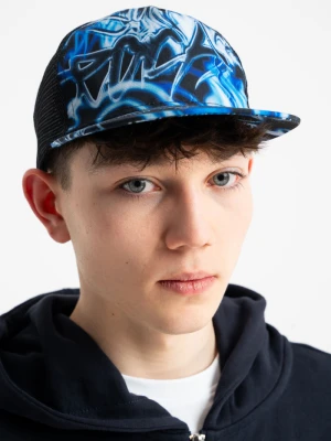 Niebieska czapka z daszkiem z nadrukiem na całości Reporter