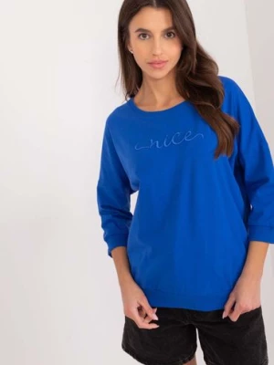 Niebieska damska bluzka oversize z napisem Nice RELEVANCE