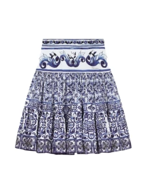 Niebieska i biała Spódnica w stylu Maiolica Dolce & Gabbana