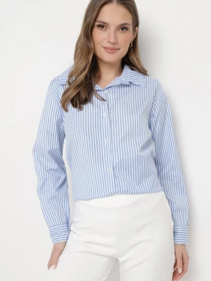 Niebieska Klasyczna Koszula w Paski Dettiana New Collection