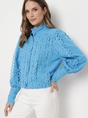 Niebieska Koszula Ażurowa ze Stójką Arnot elsa.m by may