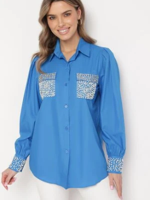 Niebieska Koszula Bogato Ozdobiona Cyrkoniami i Perłami Primulla elsa.m by may