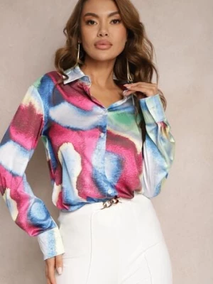 Niebiesko-Różowa Koszula Ozdobiona Kolorowym Wzorem Tie-Dye Vatrie sophyline