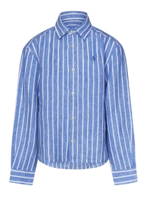 Niebieska Koszula w Paski z Lnu Ralph Lauren