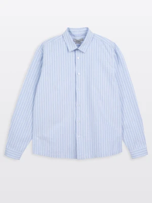 Niebieska koszula w prążki LOOSE z długim rękawem Reporter