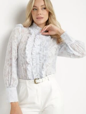 Niebieska Koszula z Koronki z Ozdobnymi Guzikami Zelmi elsa.m by may