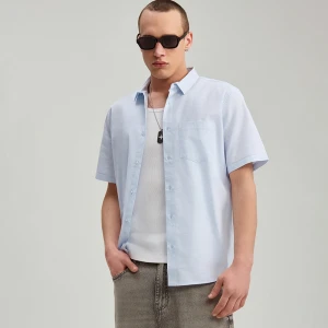 Niebieska koszula z krótkim rękawem regular fit House