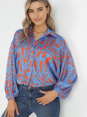 Niebieska Koszula z Szerokimi Rękawami i Kołnierzem Jenesis retro & icone