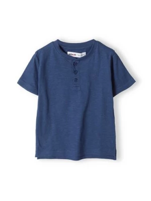 Niebieska koszulka bawełniana chłopięca z ozdobnymi guzikami Minoti