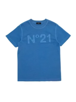 Niebieska koszulka dziecięca z haftowanym logo N21