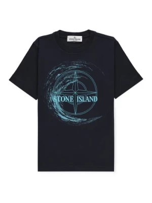 Niebieska Koszulka z Logo dla Chłopców Stone Island