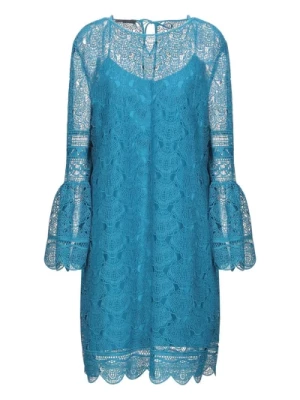 Niebieska Krótka Sukienka z Haftem Alberta Ferretti