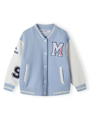 Niebieska kurtka baseball z naszywkami dla dziewczynki Minoti