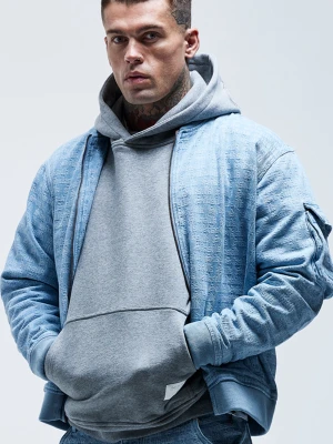Niebieska kurtka jeansowa męska bomber SikSilk