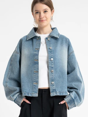Niebieska kurtka jeansowa ozdobiona kryształkami Reporter Young