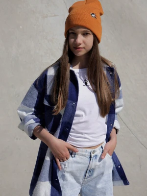 Niebieska kurtka koszulowa w kratę Reporter