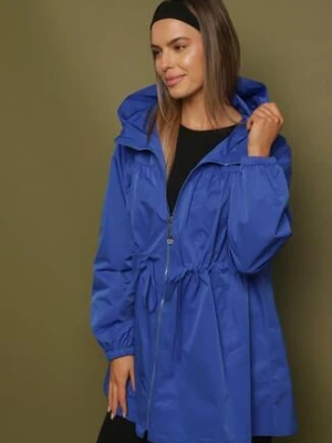 Niebieska Kurtka Parka Ściągana w Pasie Troczkami Nevishia rosse line