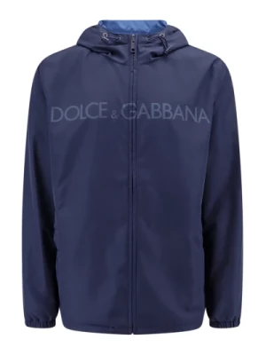 Niebieska Kurtka z Kapturem i Zamkiem Dolce & Gabbana