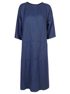 Niebieska lniana sukienka koszulowa Sarahwear