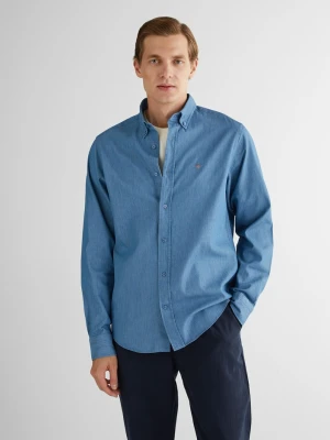 Niebieska męska koszula regular fit z kołnierzykiem na guziki GANT