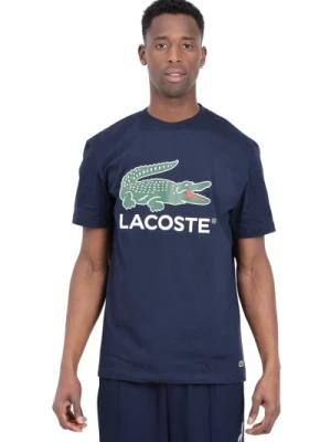 Niebieska Noc Koszulka z Logo Krokodyla Lacoste